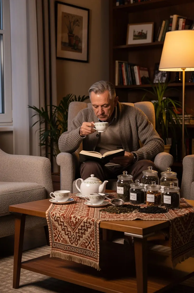 Atviras dienoraštis su įrašais apie arbatos ritualus, padedantis sekti gerovės praktiką.