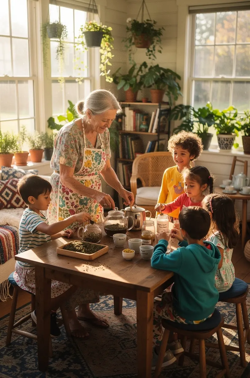Žmogaus rankos laikantis arbatinuką, pilantį žalią arbatą į stiklinę, pabrėžiant kasdienius ritualus.